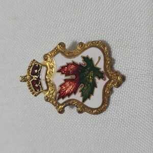 Vintage Gold and Red Enamel Brooch